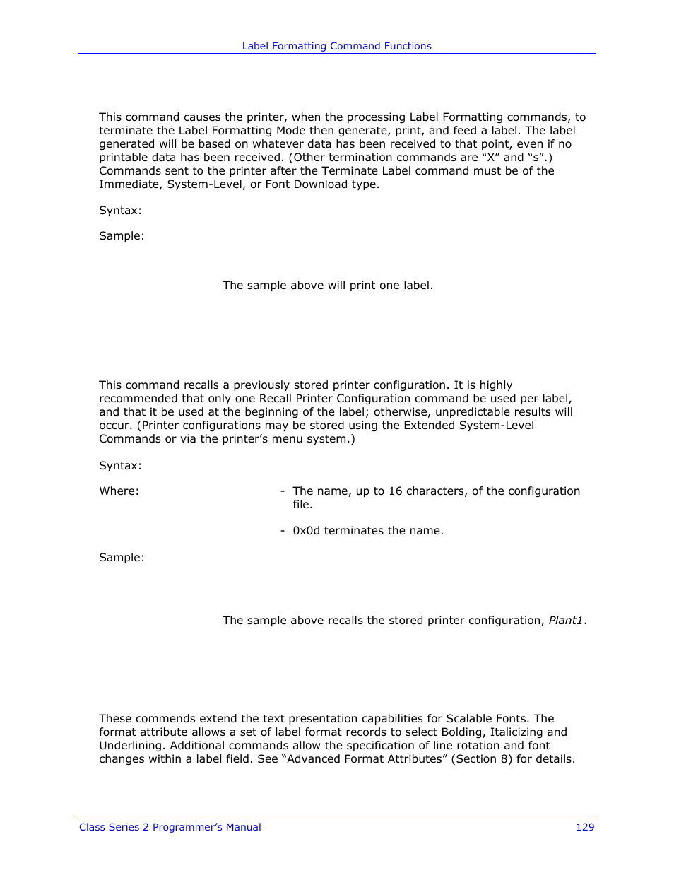 Datamax-O'Neil Class Series II Programmer’s Manual User Manual | Page 143 / 334