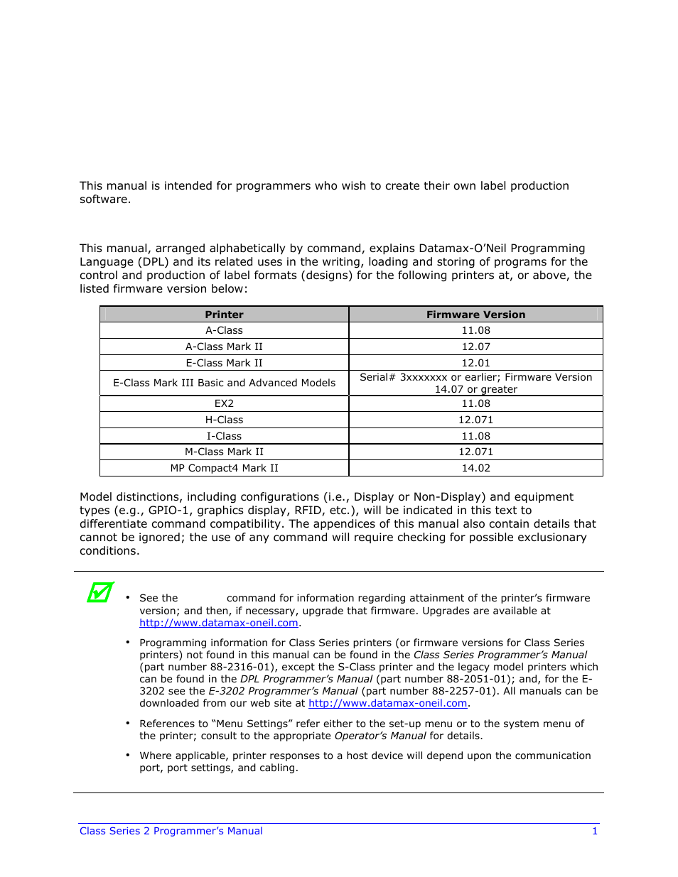 Overview | Datamax-O'Neil Class Series II Programmer’s Manual User Manual | Page 15 / 334