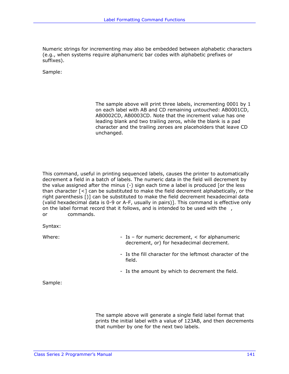 Datamax-O'Neil Class Series II Programmer’s Manual User Manual | Page 155 / 334