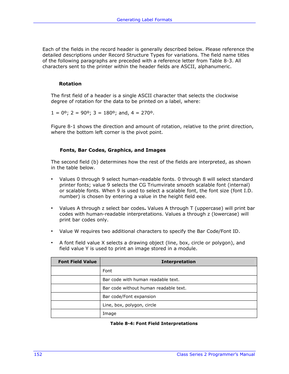 Datamax-O'Neil Class Series II Programmer’s Manual User Manual | Page 166 / 334