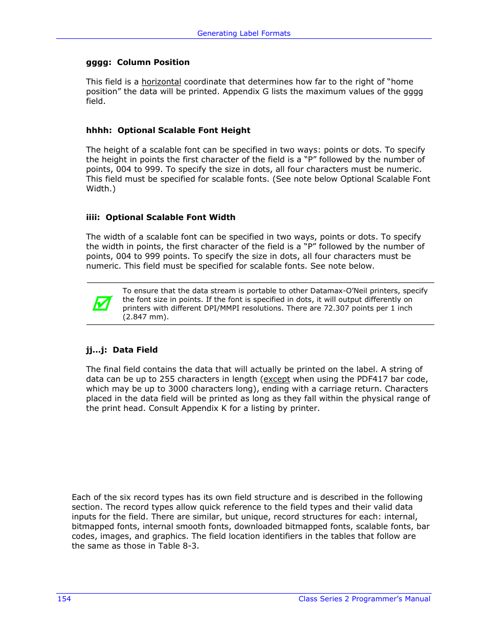 Datamax-O'Neil Class Series II Programmer’s Manual User Manual | Page 168 / 334