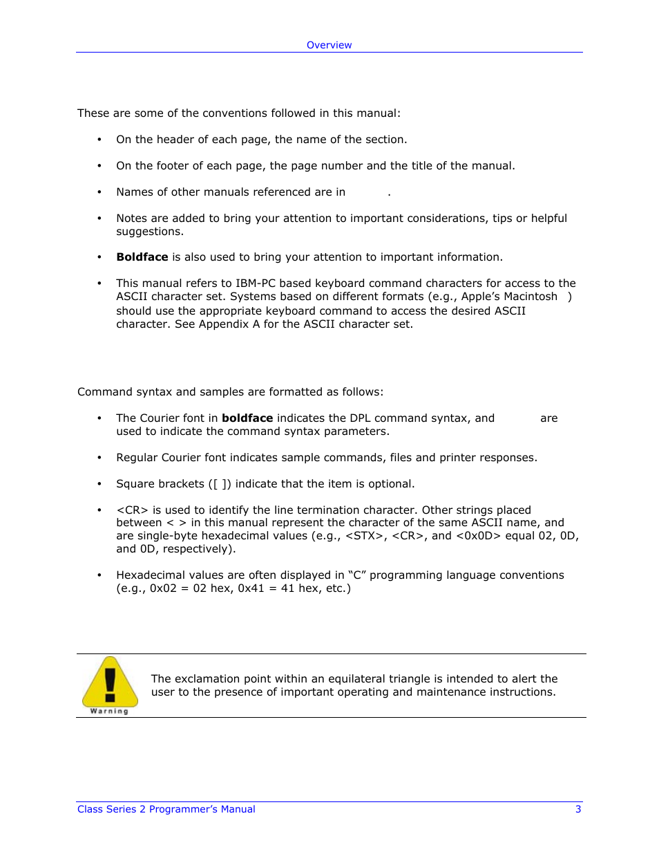Datamax-O'Neil Class Series II Programmer’s Manual User Manual | Page 17 / 334