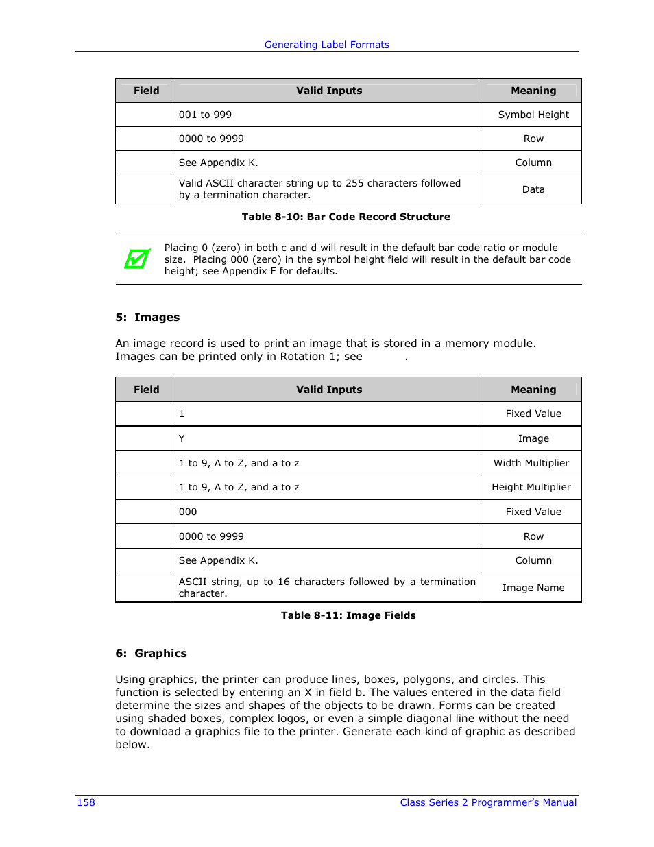 Datamax-O'Neil Class Series II Programmer’s Manual User Manual | Page 172 / 334