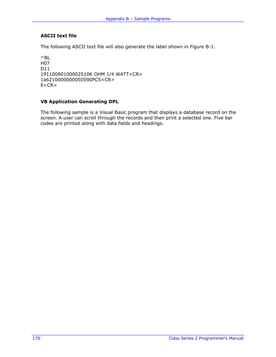 Datamax-O'Neil Class Series II Programmer’s Manual User Manual | Page 184 / 334