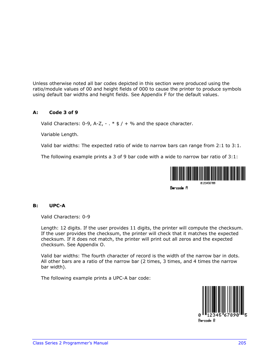 Appendix g, Bar code details | Datamax-O'Neil Class Series II Programmer’s Manual User Manual | Page 219 / 334