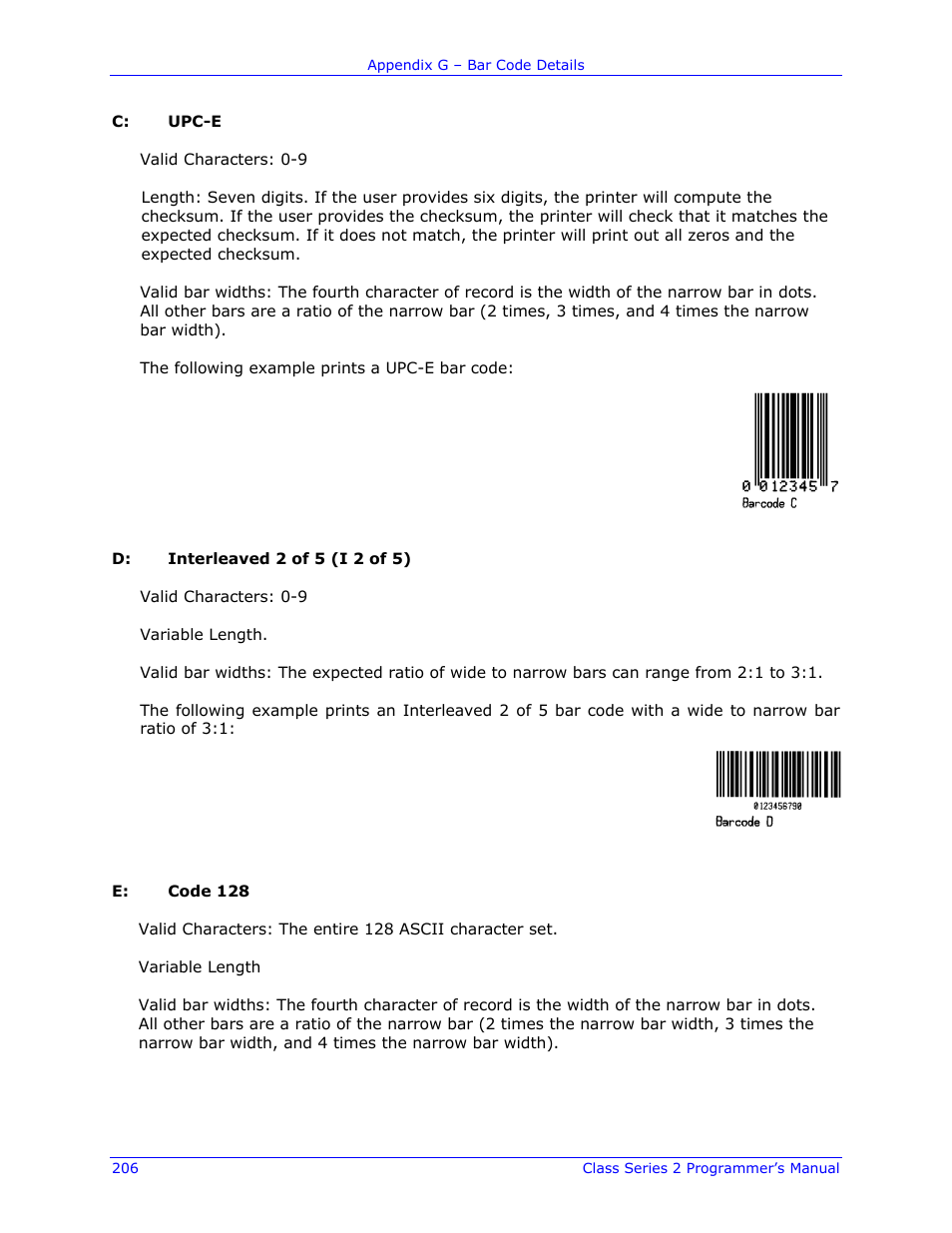 Datamax-O'Neil Class Series II Programmer’s Manual User Manual | Page 220 / 334