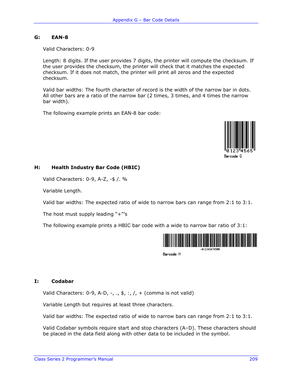 Datamax-O'Neil Class Series II Programmer’s Manual User Manual | Page 223 / 334