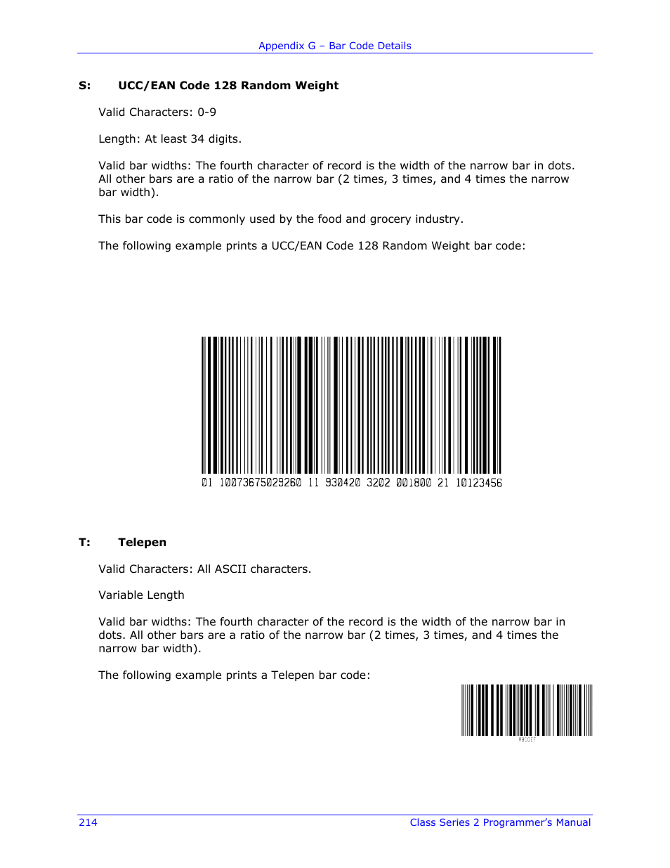 Datamax-O'Neil Class Series II Programmer’s Manual User Manual | Page 228 / 334