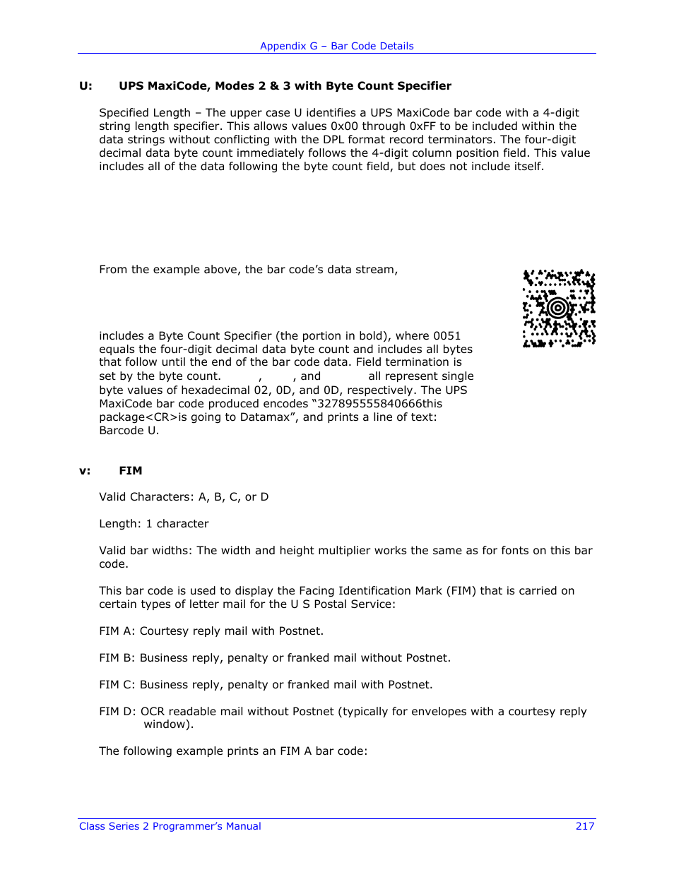 Datamax-O'Neil Class Series II Programmer’s Manual User Manual | Page 231 / 334