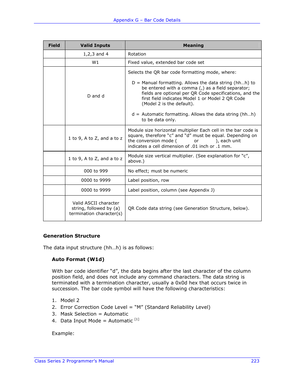 Datamax-O'Neil Class Series II Programmer’s Manual User Manual | Page 237 / 334