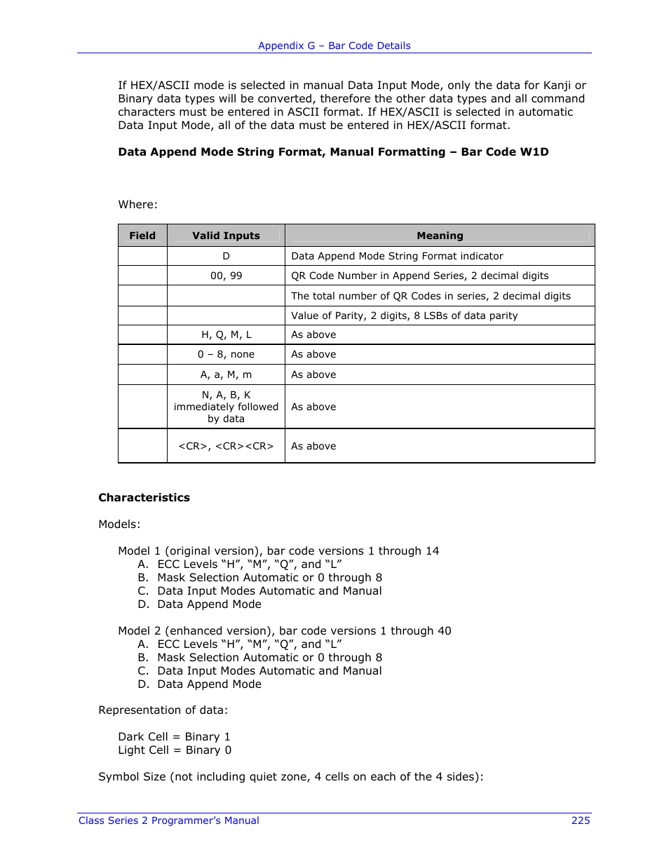Datamax-O'Neil Class Series II Programmer’s Manual User Manual | Page 239 / 334