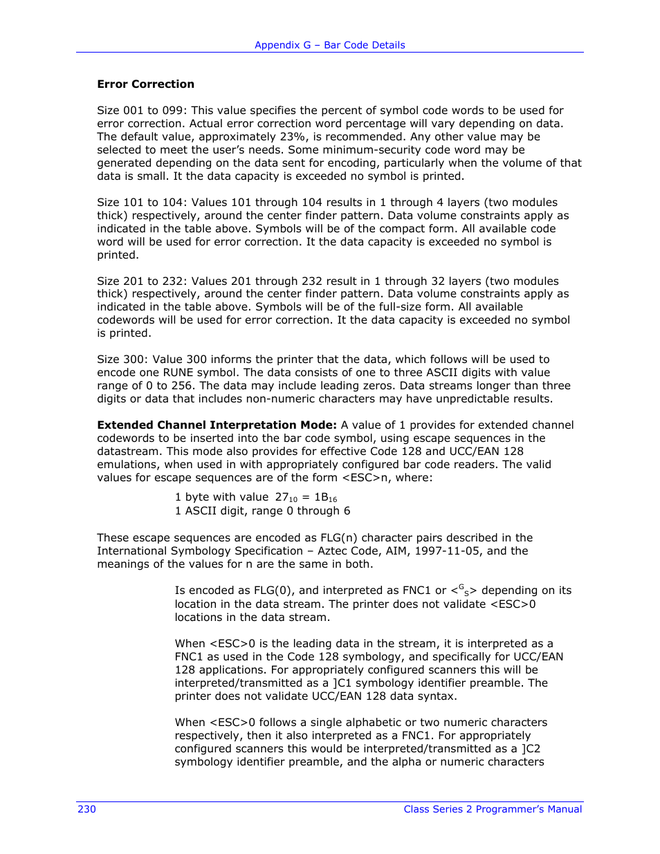 Datamax-O'Neil Class Series II Programmer’s Manual User Manual | Page 244 / 334