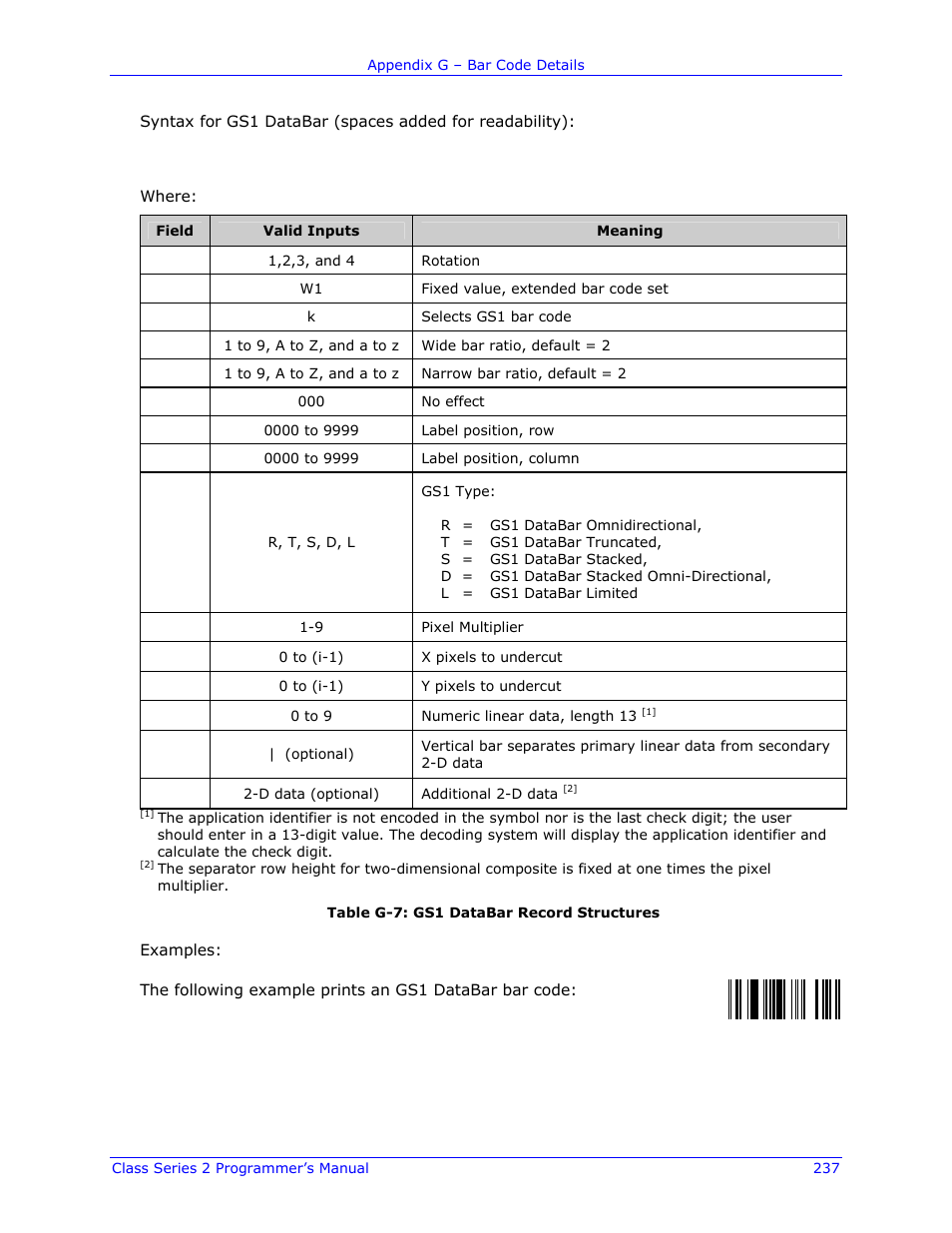 Datamax-O'Neil Class Series II Programmer’s Manual User Manual | Page 251 / 334