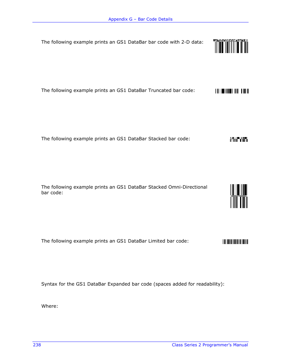 Datamax-O'Neil Class Series II Programmer’s Manual User Manual | Page 252 / 334