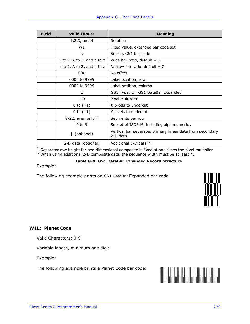 Datamax-O'Neil Class Series II Programmer’s Manual User Manual | Page 253 / 334