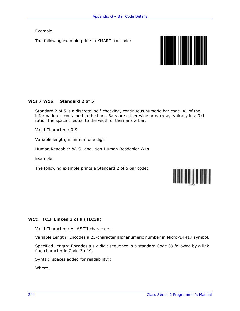 Datamax-O'Neil Class Series II Programmer’s Manual User Manual | Page 258 / 334