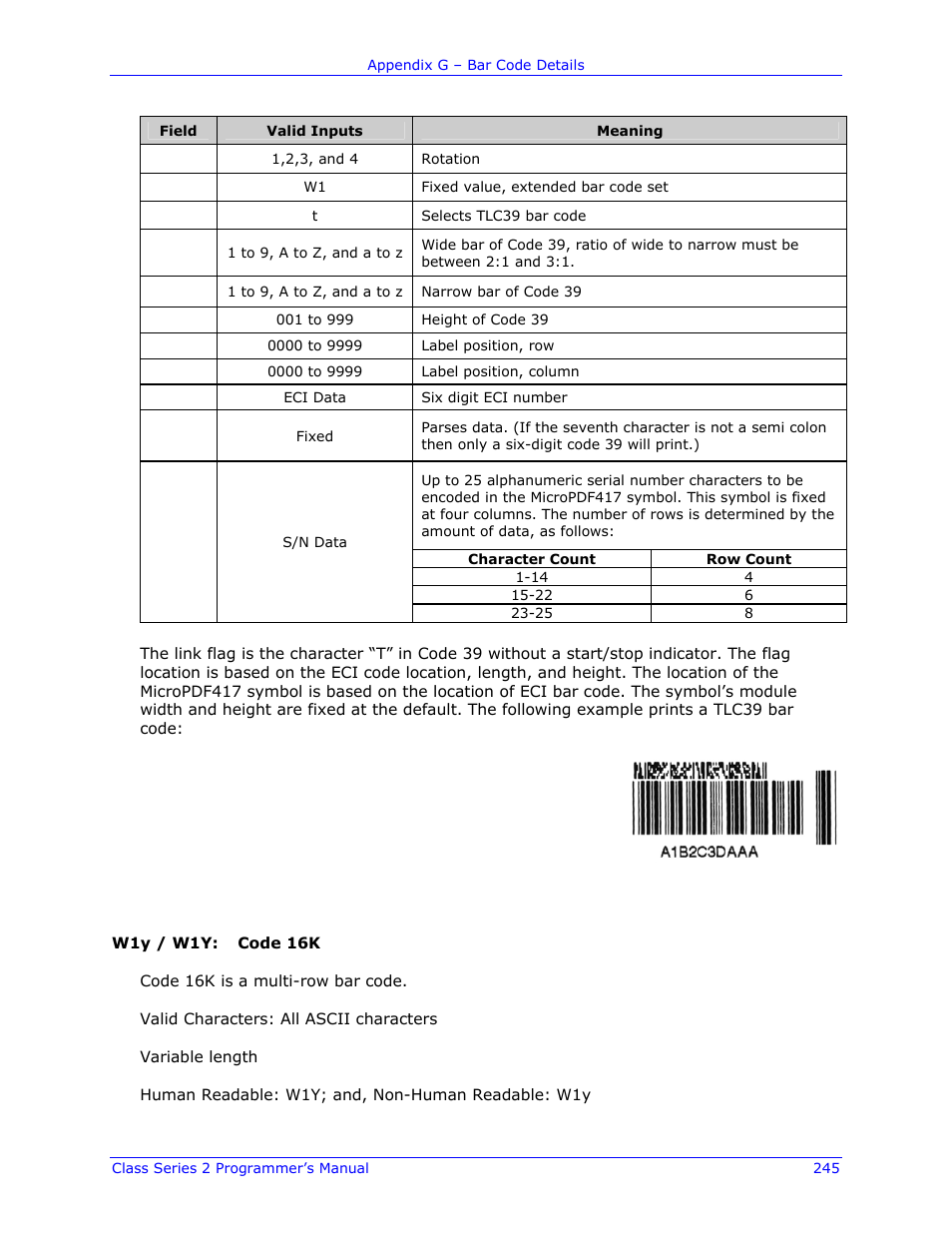 Datamax-O'Neil Class Series II Programmer’s Manual User Manual | Page 259 / 334