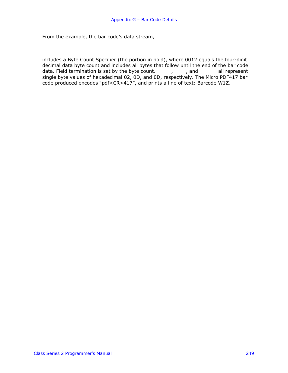 Datamax-O'Neil Class Series II Programmer’s Manual User Manual | Page 263 / 334