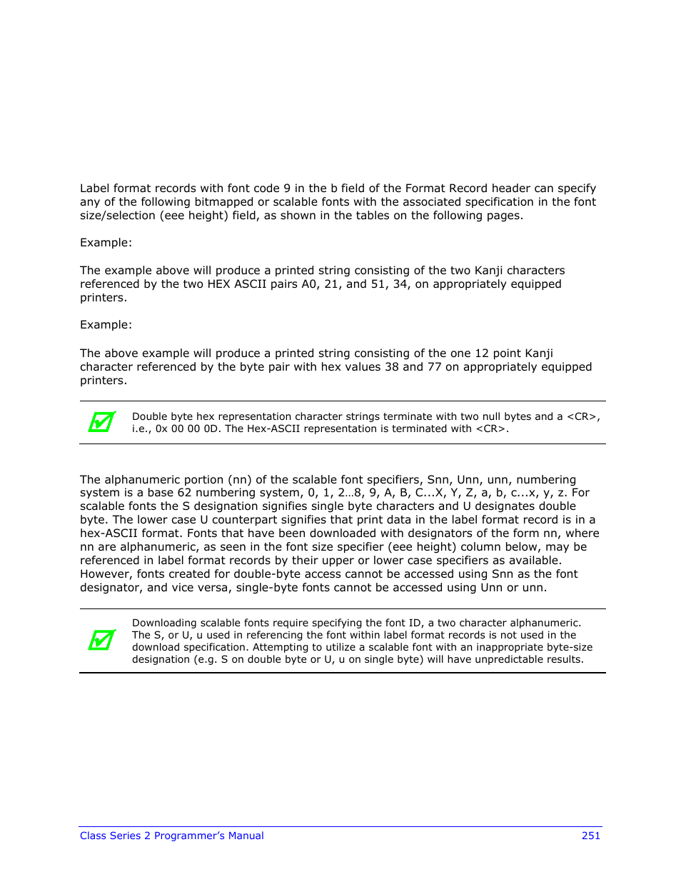 Appendix h, Single and double byte character font mapping | Datamax-O'Neil Class Series II Programmer’s Manual User Manual | Page 265 / 334