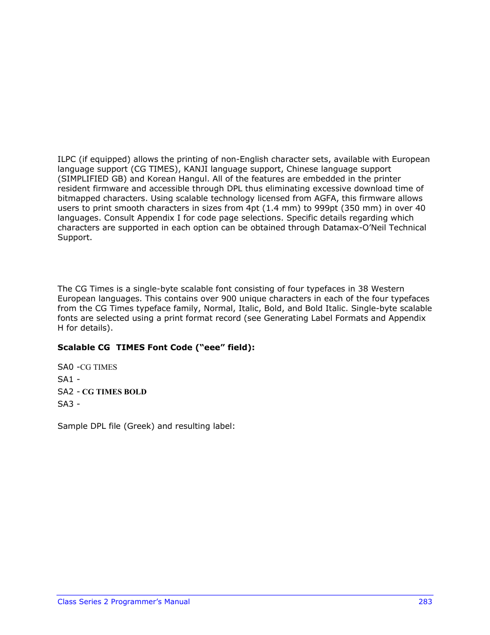 Appendix p | Datamax-O'Neil Class Series II Programmer’s Manual User Manual | Page 297 / 334