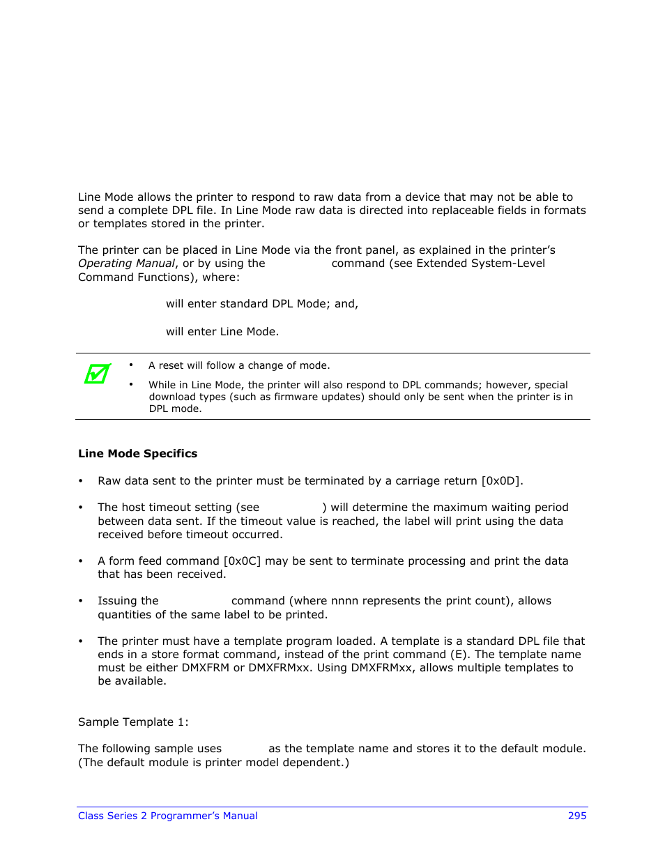 Appendix r, Line mode | Datamax-O'Neil Class Series II Programmer’s Manual User Manual | Page 309 / 334