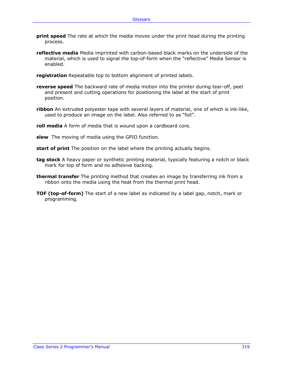 Datamax-O'Neil Class Series II Programmer’s Manual User Manual | Page 333 / 334