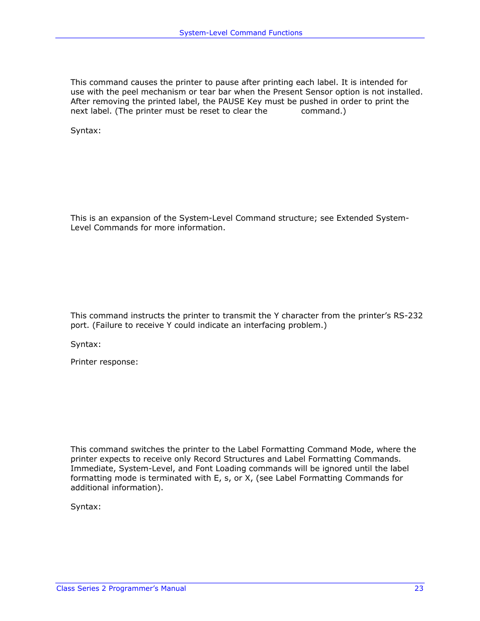 Datamax-O'Neil Class Series II Programmer’s Manual User Manual | Page 37 / 334