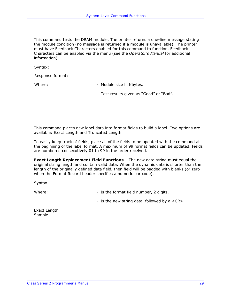 Datamax-O'Neil Class Series II Programmer’s Manual User Manual | Page 43 / 334