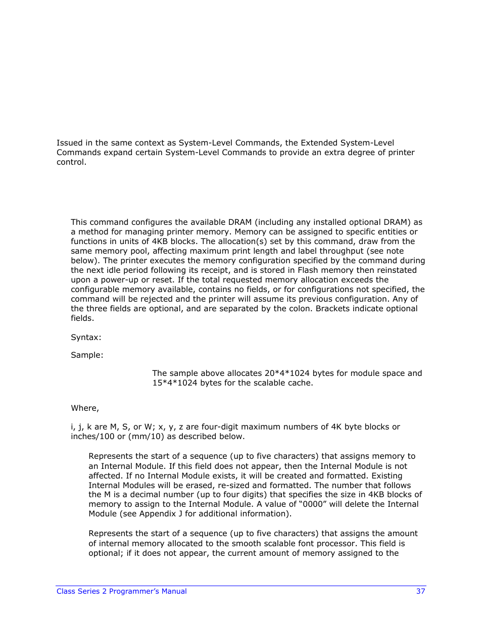 Extended system-level command functions, Introduction | Datamax-O'Neil Class Series II Programmer’s Manual User Manual | Page 51 / 334