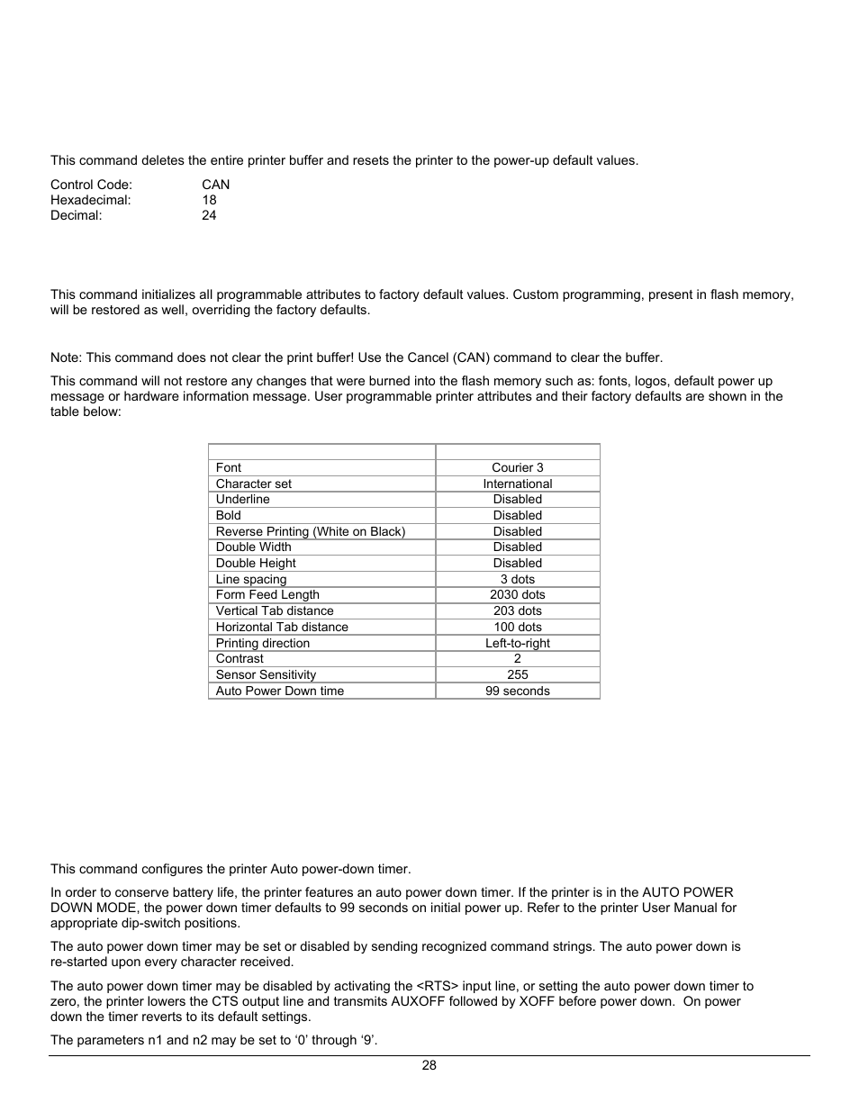 Printer controls - reset, Printer controls – power | Datamax-O'Neil APEX Series Programmer’s Manual User Manual | Page 34 / 67