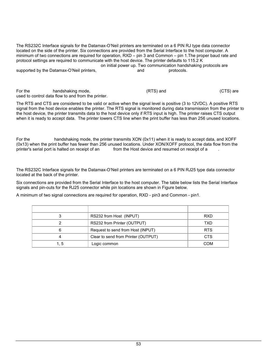Serial communication (rs232c) | Datamax-O'Neil APEX Series Programmer’s Manual User Manual | Page 59 / 67