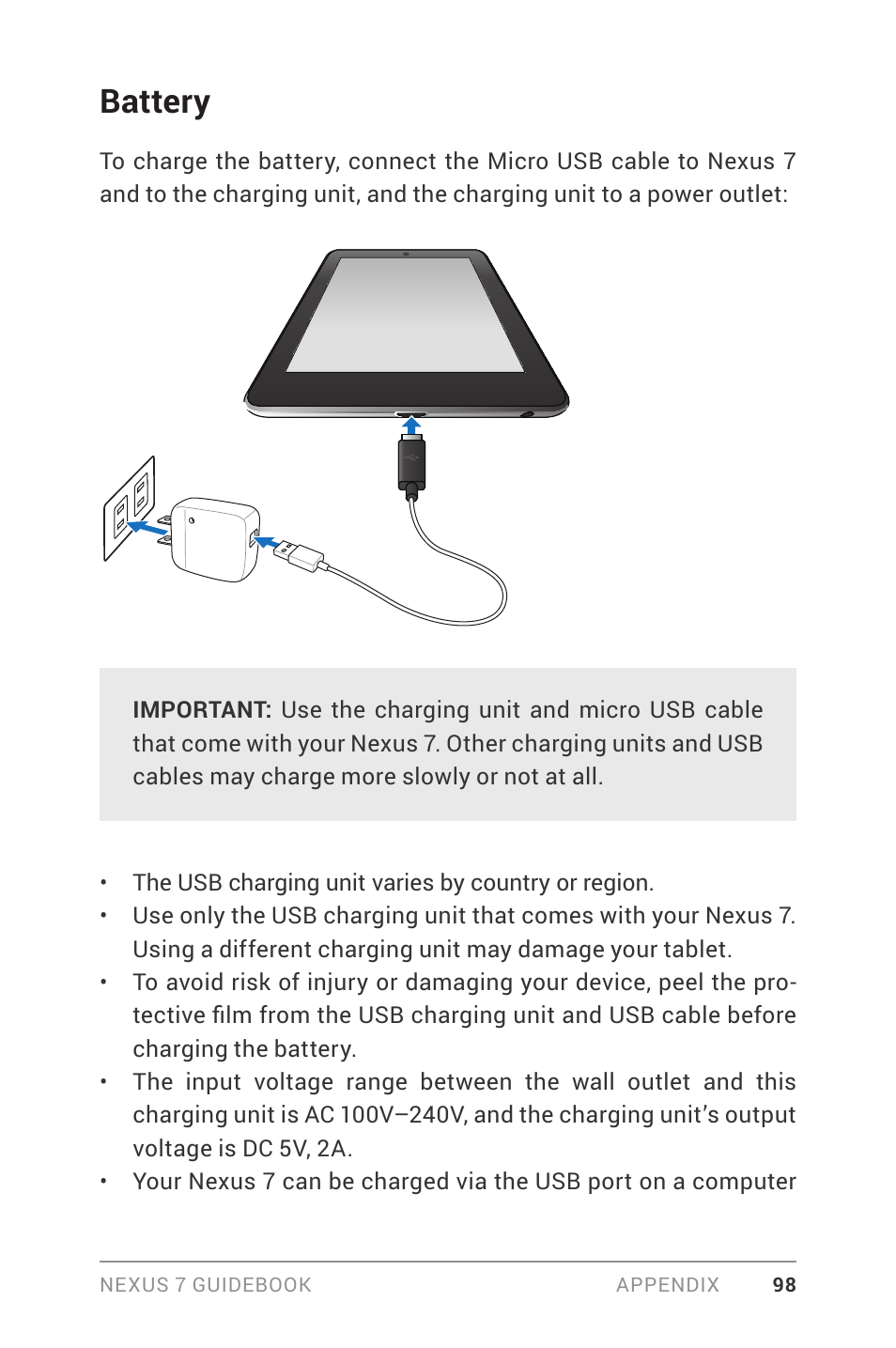 Battery | Asus Nexus 7 User Manual | Page 104 / 106