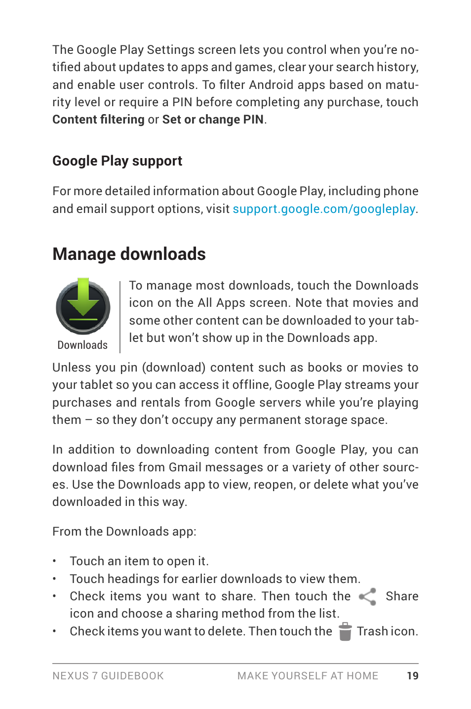 Manage downloads | Asus Nexus 7 User Manual | Page 25 / 106