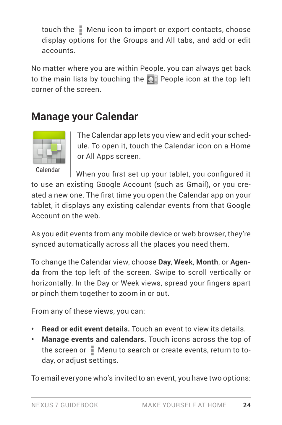 Manage your calendar | Asus Nexus 7 User Manual | Page 30 / 106