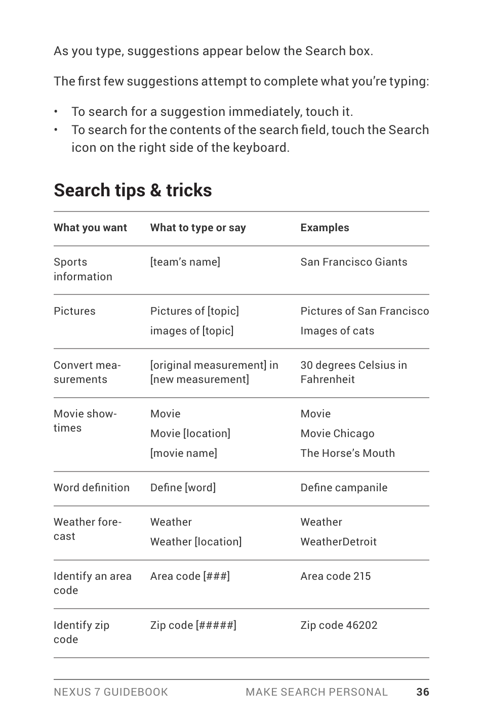 Search tips & tricks | Asus Nexus 7 User Manual | Page 42 / 106