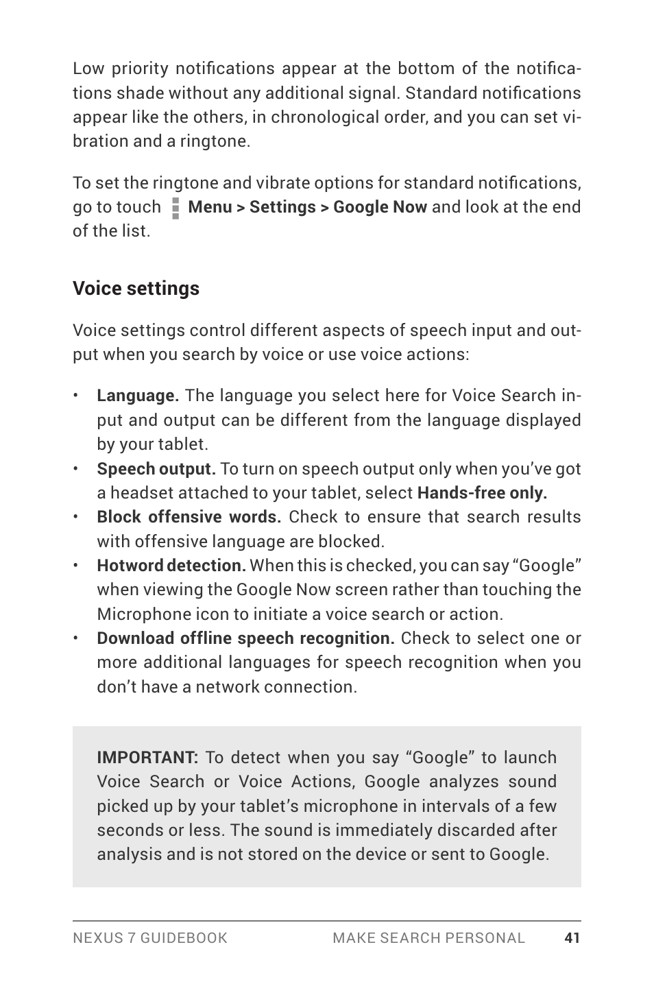 Voice settings | Asus Nexus 7 User Manual | Page 47 / 106