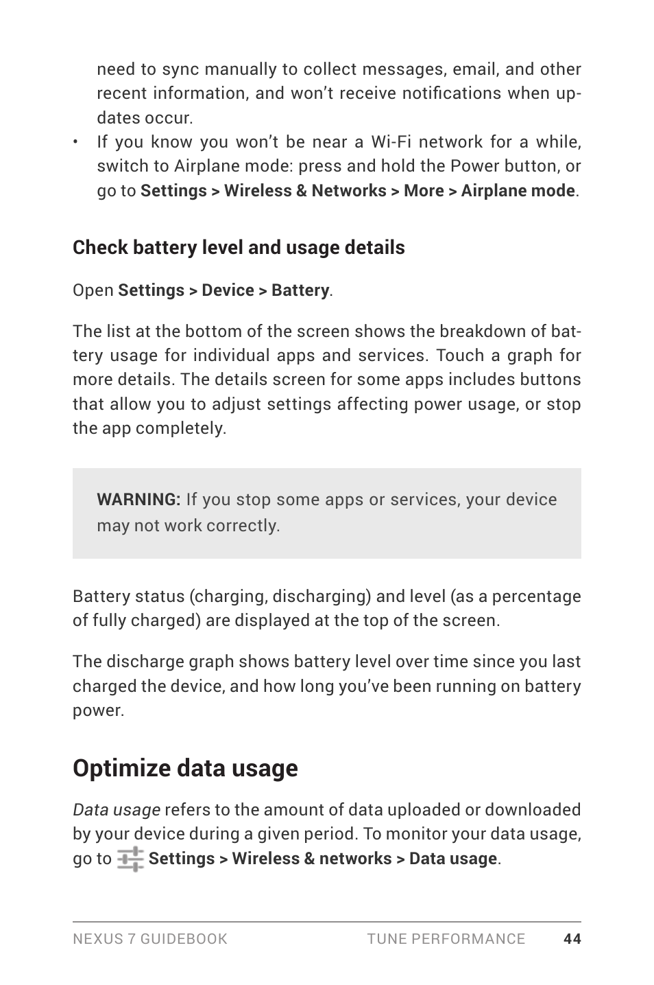 Optimize data usage | Asus Nexus 7 User Manual | Page 50 / 106