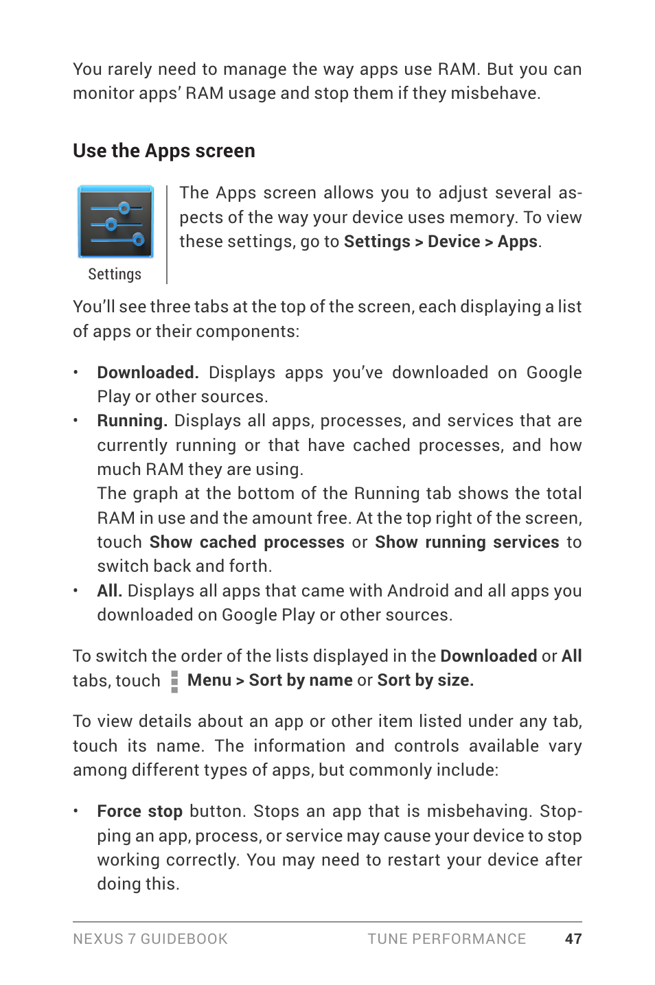 Use the apps screen | Asus Nexus 7 User Manual | Page 53 / 106