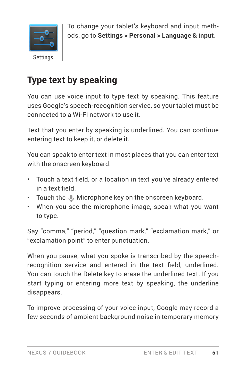 Type text by speaking | Asus Nexus 7 User Manual | Page 57 / 106