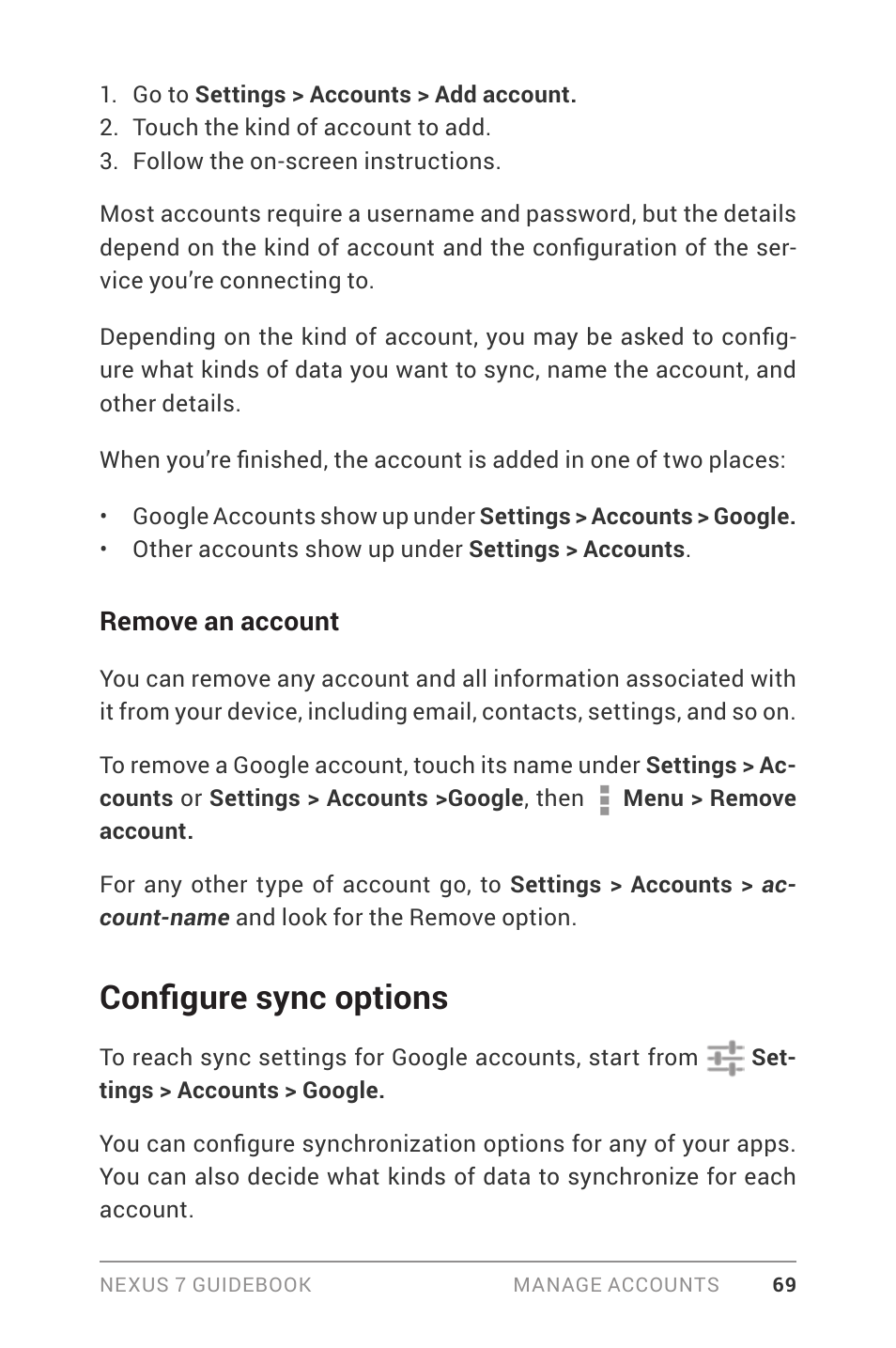 Configure sync options | Asus Nexus 7 User Manual | Page 75 / 106