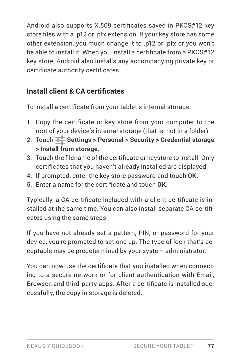 Install client & ca certificates | Asus Nexus 7 User Manual | Page 83 / 106