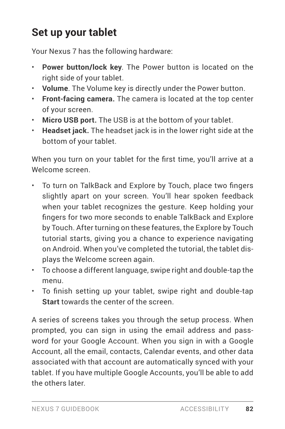 Set up your tablet | Asus Nexus 7 User Manual | Page 88 / 106