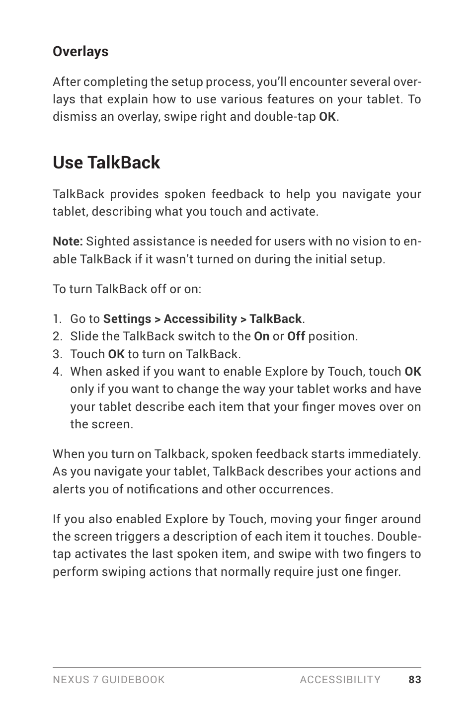 Use talkback | Asus Nexus 7 User Manual | Page 89 / 106