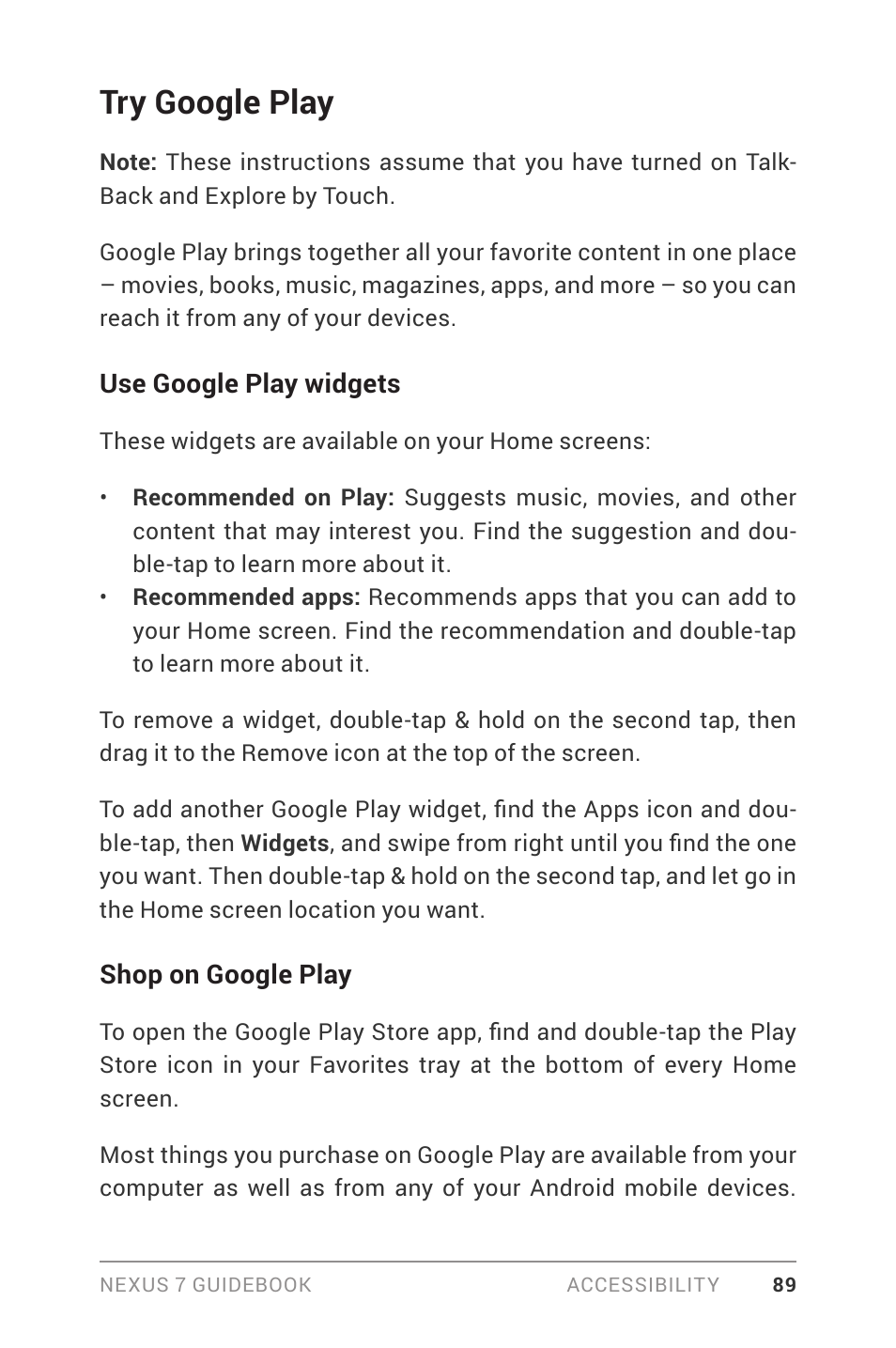 Try google play | Asus Nexus 7 User Manual | Page 95 / 106