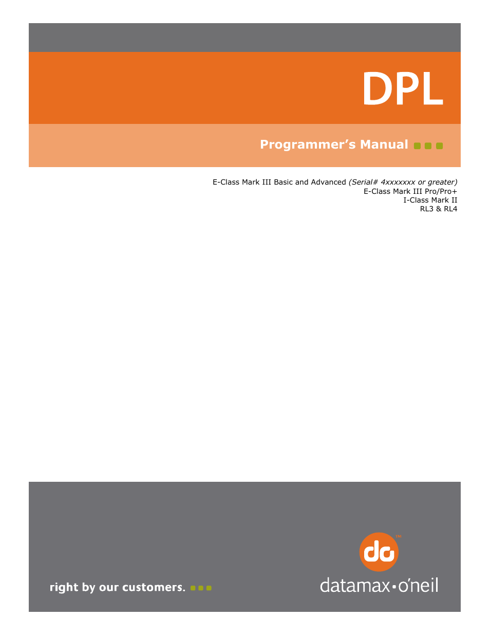 Datamax-O'Neil DPL Programmer’s Manual User Manual | 296 pages