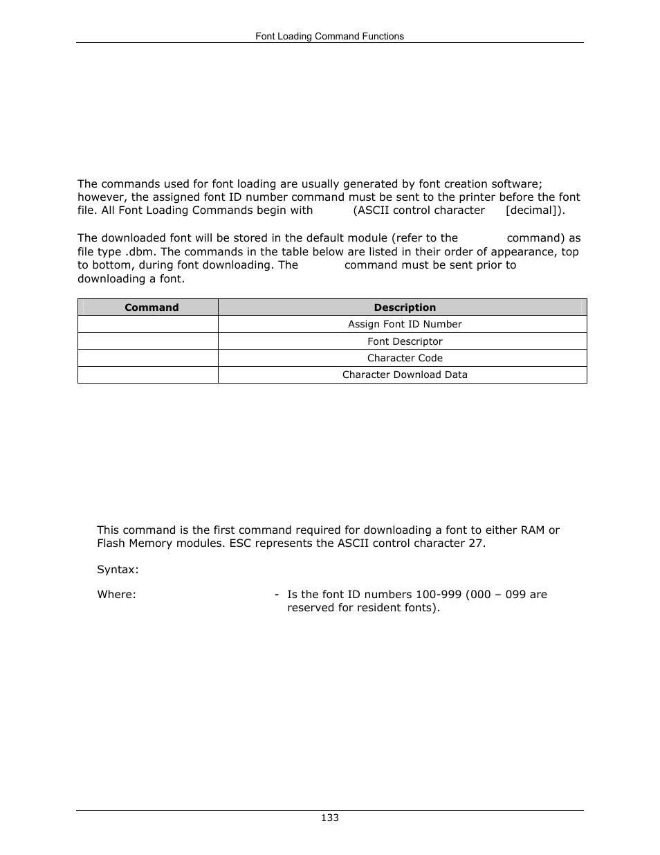 7 font loading command functions | Datamax-O'Neil DPL Programmer’s Manual User Manual | Page 141 / 296