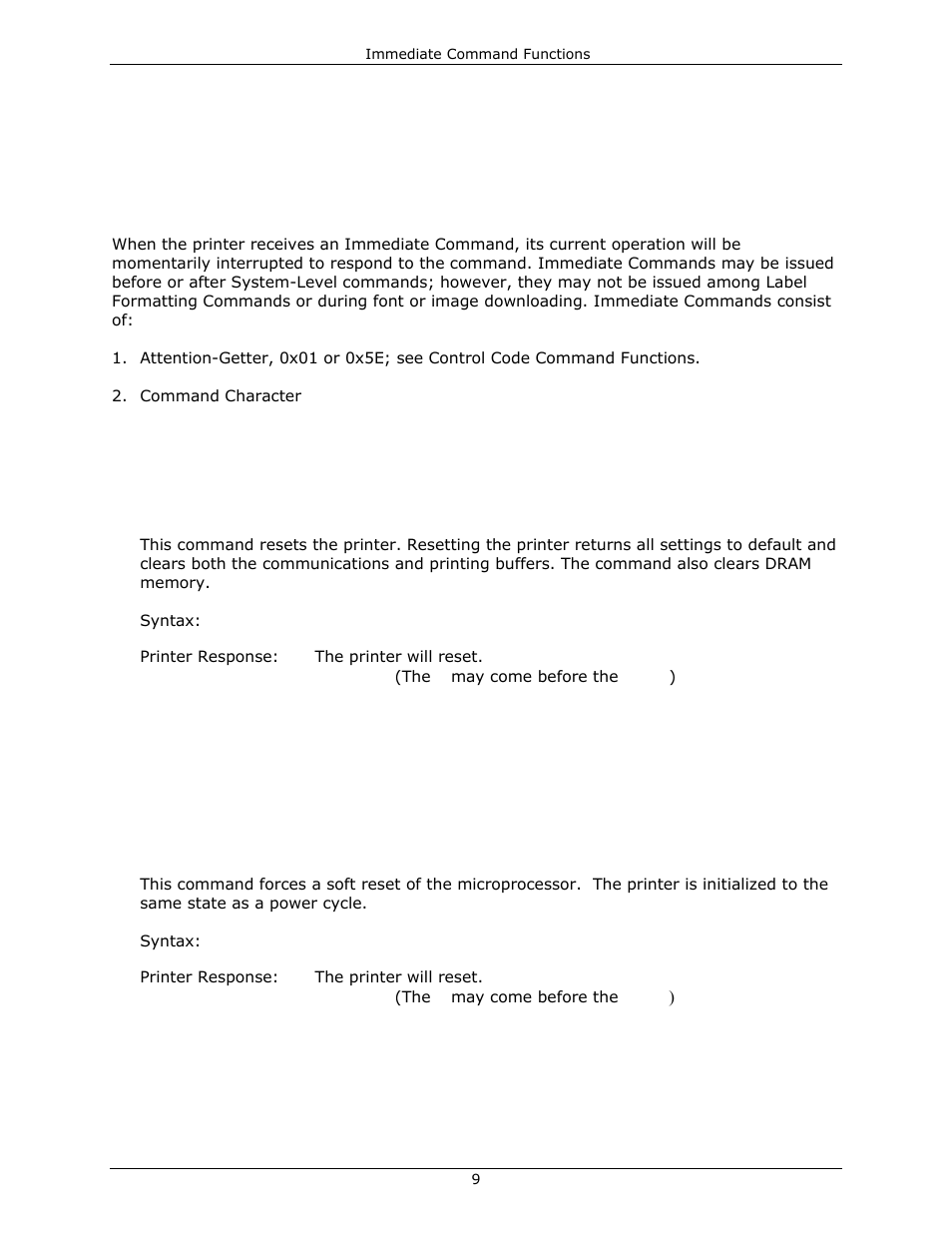 3 immediate command functions | Datamax-O'Neil DPL Programmer’s Manual User Manual | Page 17 / 296