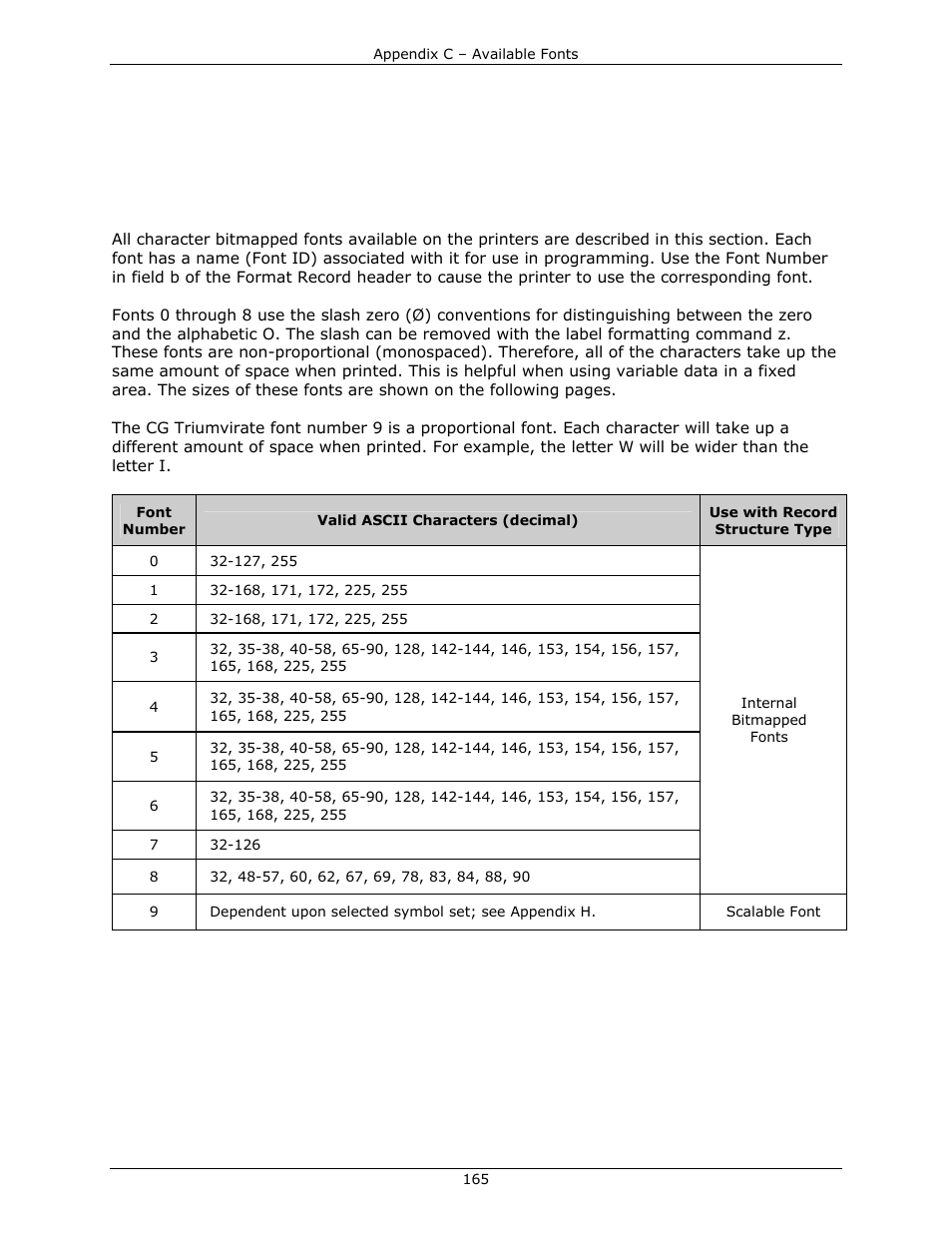 Appendix c | Datamax-O'Neil DPL Programmer’s Manual User Manual | Page 173 / 296