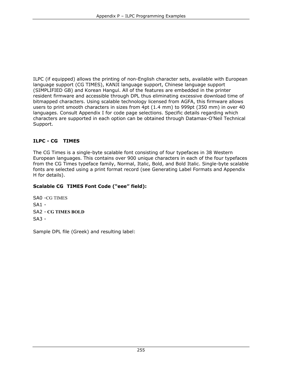 Appendix p | Datamax-O'Neil DPL Programmer’s Manual User Manual | Page 263 / 296