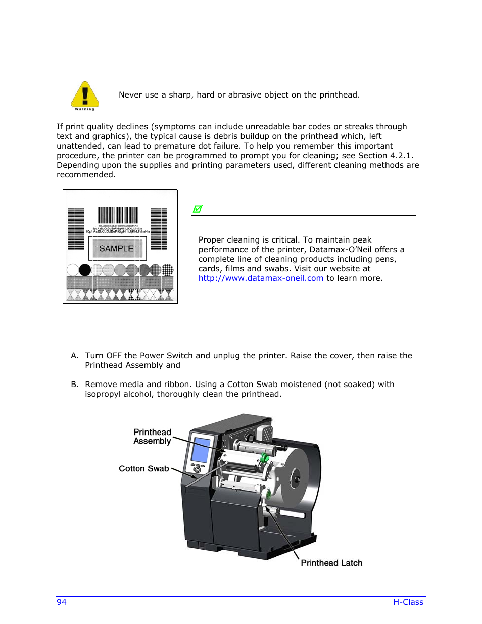 Datamax-O'Neil H-Class Operator’s Manual User Manual | Page 104 / 180